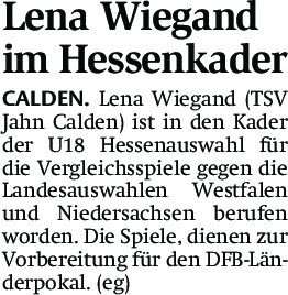 Lena Wiegand im Hessenkader